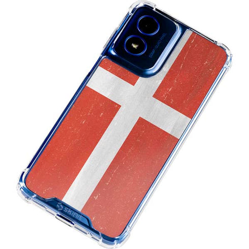 Denmark Flag Distressed Moto G Play 4G (2024) Clear Case